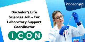 Bachelor’s Life Sciences Job - For Laboratory Support Coordinator
