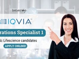 IQVIA Operations Specialist for B.Sc Lifescience - Apply Online!