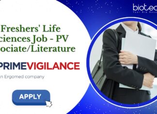 Freshers' Life Sciences Job - PV Associate/Literature