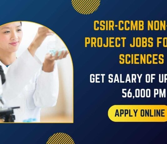 CSIR-CCMB Non-Med Project Jobs For Life Sciences