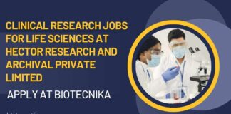 Clinical Research Jobs For Life Sciences at Hector Research and Archival Private Limited - Apply at Biotecnika