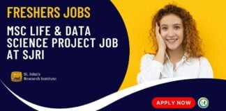 Freshers Life Science Project Job at SJRI