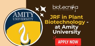 JRF in Plant Biotechnology - at Amity University