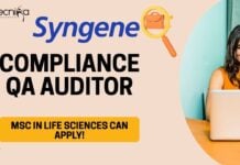Compliance QA Auditor at Syngene, candidates with an MSc in Life Sciences can apply!
