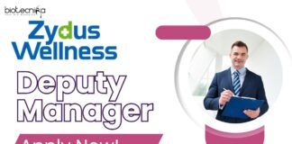 Deputy Manager -Zydus Wellness in Food Regulatory Affairs, Apply Now!