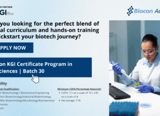Biocon Batch 30 KGI Certificate Program in Biosciences Admissions Open