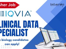 Fresher Clinical Data Specialist at IQVIA, BSc biology candidates can apply!