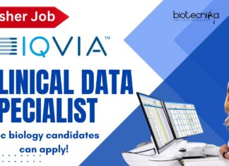 Fresher Clinical Data Specialist at IQVIA, BSc biology candidates can apply!