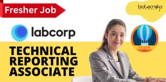 Fresher job at Labcorp as Technical Reporting Associate, Apply now!