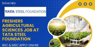 Freshers Agricultural Sciences Job at Tata Steel Foundation