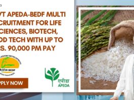 Govt APEDA-BEDF Jobs For Life Sciences
