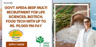 Govt APEDA-BEDF Jobs For Life Sciences