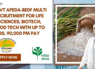 Govt APEDA-BEDF Jobs For Life Sciences