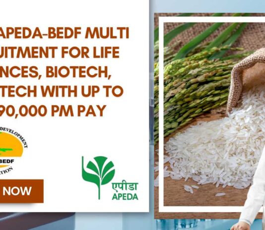 Govt APEDA-BEDF Jobs For Life Sciences
