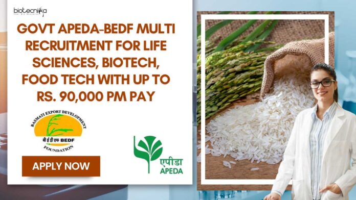 Govt APEDA-BEDF Jobs For Life Sciences