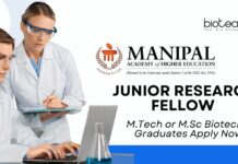 MAHE JRF Job For MSc & MTech Biotechnology – Apply Now MAHE Biotech JRF Job For MSc & MTech - Apply Now