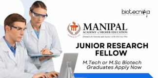 MAHE Biotech JRF Job For MSc & MTech - Apply Now