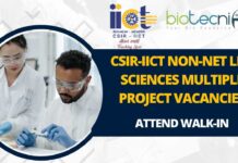 CSIR-IICT Non-NET Life Sciences Project Vacancies