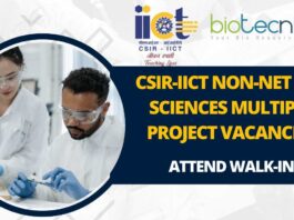 CSIR-IICT Non-NET Life Sciences Project Vacancies