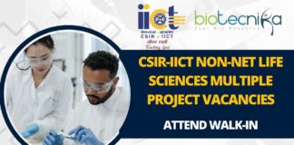 CSIR-IICT Non-NET Life Sciences Project Vacancies
