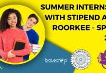 IIT Roorkee SPARK 2025 - Summer Internship With Stipend