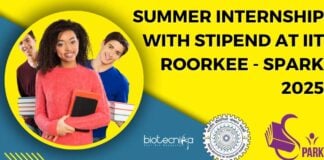 IIT Roorkee SPARK 2025 - Summer Internship With Stipend