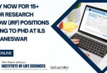 JRF Leading to PhD Posts at ILS Bhubaneswar, Apply Online