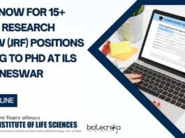 JRF Leading to PhD Posts at ILS Bhubaneswar, Apply Online