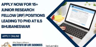 JRF Leading to PhD Posts at ILS Bhubaneswar, Apply Online