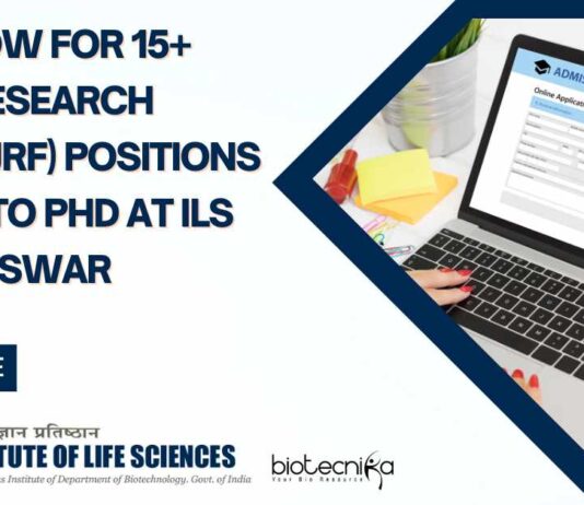 JRF Leading to PhD Posts at ILS Bhubaneswar, Apply Online
