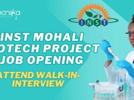 INST Mohali Biotech Project Job Opening