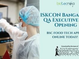 ISKCON Bangalore QA Executive Job Opening