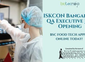 ISKCON Bangalore QA Executive Job Opening