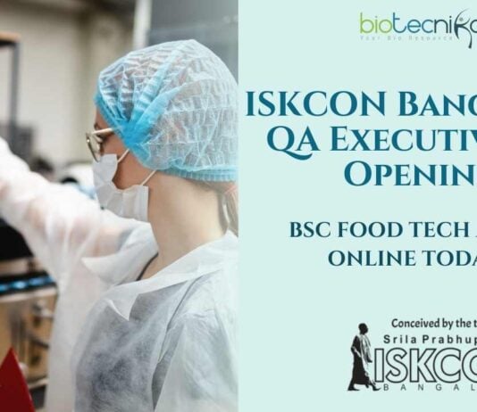 ISKCON Bangalore QA Executive Job Opening