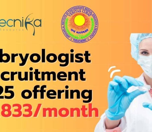 JIPMER Embryologist Job 2025 ₹85,833 Salary Apply Now