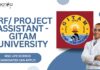 JRF Project Assistant - GITAM University , MSc Life Science candidates can apply!