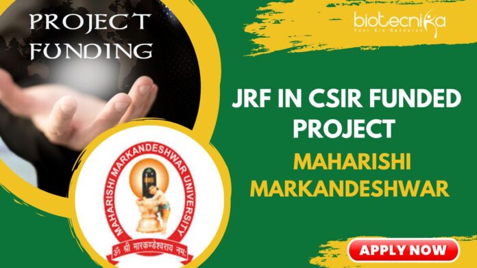 JRF in CSIR Funded Project