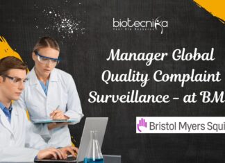 Join Bristol Myers Squibb as a Global Quality Complaint Surveillance Manager, Apply Now! Manager Global Quality Complaint Surveillance