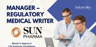 Sun Pharma Regulatory Medical Writer Job For Life Sciences, Apply Now