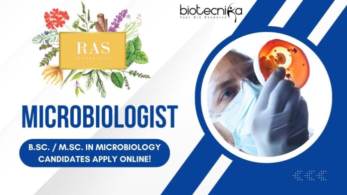 Microbiologist at RAS Luxury Skincare, B.Sc. M.Sc. in Microbiology candidates apply online!