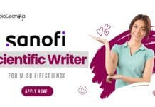 Latest Scientific Writer Job at Sanofi for M.Sc Lifescience - Apply!