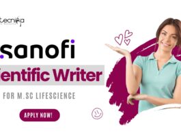 Latest Scientific Writer Job at Sanofi for M.Sc Lifescience - Apply!
