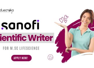 Latest Scientific Writer Job at Sanofi for M.Sc Lifescience - Apply!