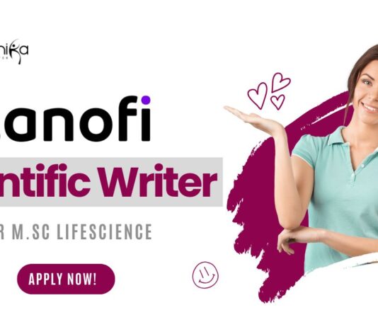 Latest Scientific Writer Job at Sanofi for M.Sc Lifescience - Apply!