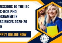 i3c BRIC-RCB PhD Programme Admissions 2025-26 Open