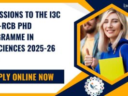 i3c BRIC-RCB PhD Programme Admissions 2025-26 Open