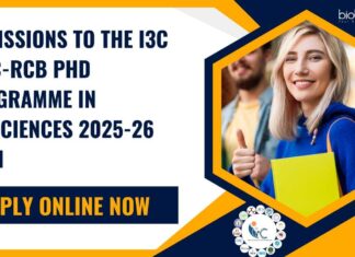 i3c BRIC-RCB PhD Programme Admissions 2025-26 Open