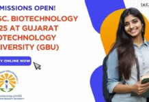 MSc Biotechnology 2025 Admissions at Gujarat Biotechnology University (GBU)