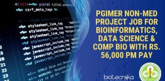 PGIMER Non-Med Project Job For Bioinformatics