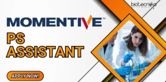 PS Assistant at Momentive, Master’s degree in Biology, Life Science,  Fresher Job, apply now!